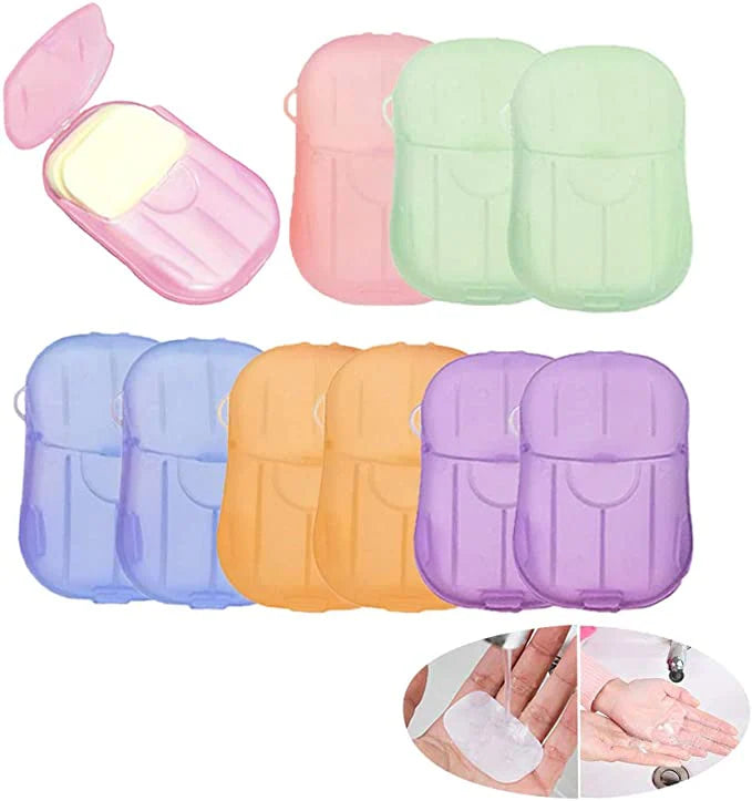 20pcs Portable Disposable Soap Paper Sheets for Travel and Outdoor Activities