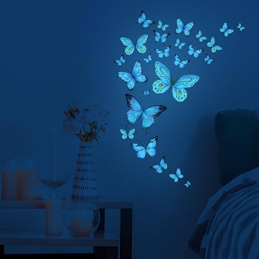 Pack of 4 Color Changing Glowing Led Butterflies  For Kids Room