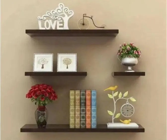 Set of 4 Flat Delightful Wall Mounted Book Shelf