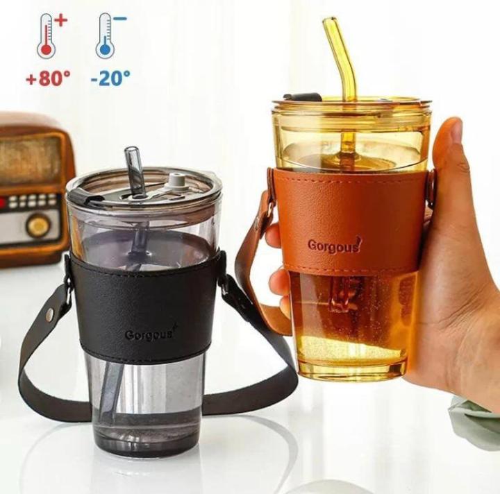 450ml Glass Tumbler with Straw