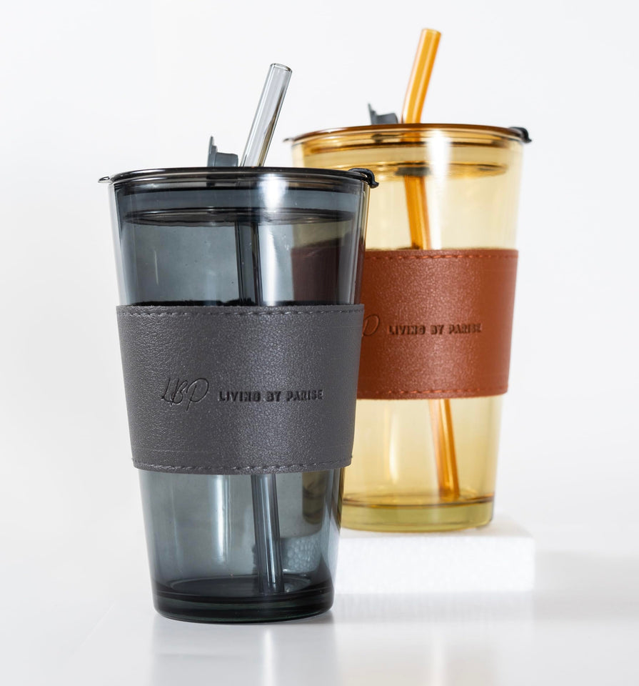 450ml Glass Tumbler with Straw