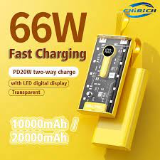 Transparent Power Bank Case LED Indicator 20000mAh