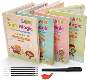 Sank Magic Practice Copybook (4 Books + Magic Pen & 10 Ink Refills)