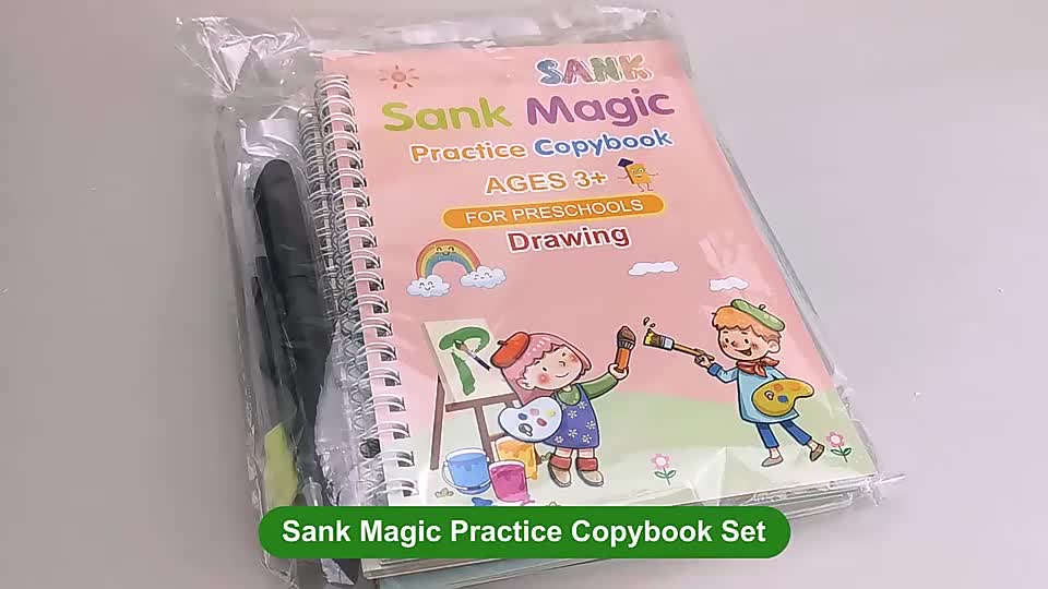 Sank Magic Practice Copybook (4 Books + Magic Pen & 10 Ink Refills)