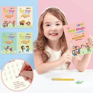 Sank Magic Practice Copybook (4 Books + Magic Pen & 10 Ink Refills)